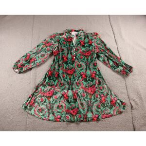Smith and Quinn Top Womens L Floral Velvet Tunic Pullover Ballon Sleeves Boho